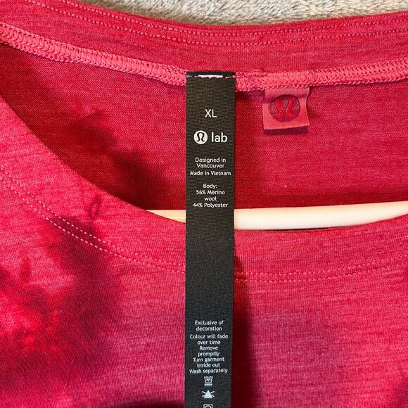 Lululemon Lab Wool Blend Tie Dye Long Sleeve Shirt Mimic Tie Dye Pink Red XL‎ - Picture 5 of 6